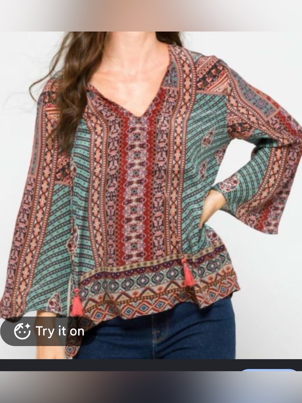Tolani bohemian style silk blouse size small